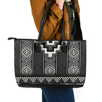 Black Taniko Aotearoa Leather Tote Bag Niho Taniwha Mix Poutama LT14