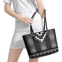 Black Taniko Aotearoa Leather Tote Bag Niho Taniwha Mix Poutama LT14