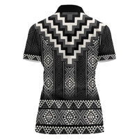 Black Taniko Aotearoa Women Polo Shirt Niho Taniwha Mix Poutama LT14 - Polynesian Pride
