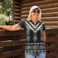 Black Taniko Aotearoa Women Polo Shirt Niho Taniwha Mix Poutama LT14 - Polynesian Pride