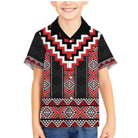 Red Taniko Aotearoa Family Matching Mermaid Dress and Hawaiian Shirt Niho Taniwha Mix Poutama LT14 Son's Shirt Red - Polynesian Pride
