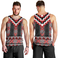 Red Taniko Aotearoa Men Tank Top Niho Taniwha Mix Poutama LT14