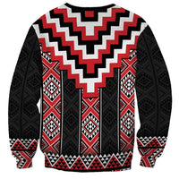 Red Taniko Aotearoa Sweatshirt Niho Taniwha Mix Poutama LT14