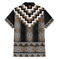 Brown Taniko Aotearoa Family Matching Off The Shoulder Long Sleeve Dress and Hawaiian Shirt Niho Taniwha Mix Poutama LT14 - Polynesian Pride