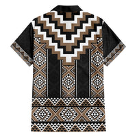 Brown Taniko Aotearoa Family Matching Short Sleeve Bodycon Dress and Hawaiian Shirt Niho Taniwha Mix Poutama LT14 - Polynesian Pride