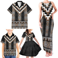 Brown Taniko Aotearoa Family Matching Tank Maxi Dress and Hawaiian Shirt Niho Taniwha Mix Poutama LT14 - Polynesian Pride