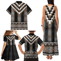 Brown Taniko Aotearoa Family Matching Tank Maxi Dress and Hawaiian Shirt Niho Taniwha Mix Poutama LT14 - Polynesian Pride