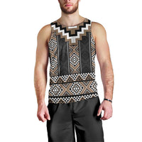Brown Taniko Aotearoa Men Tank Top Niho Taniwha Mix Poutama LT14