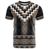 Brown Taniko Aotearoa T Shirt Niho Taniwha Mix Poutama LT14