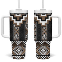 Brown Taniko Aotearoa Tumbler With Handle Niho Taniwha Mix Poutama LT14