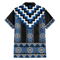 Blue Taniko Aotearoa Family Matching Off The Shoulder Long Sleeve Dress and Hawaiian Shirt Niho Taniwha Mix Poutama LT14 - Polynesian Pride
