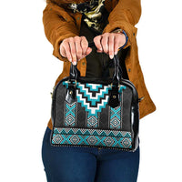 Turquoise Taniko Pattern Aotearoa Shoulder Handbag Niho Taniwha Mix Poutama LT14 One Size Turquoise - Polynesian Pride
