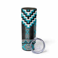 Turquoise Taniko Pattern Aotearoa Skinny Tumbler Niho Taniwha Mix Poutama LT14 - Polynesian Pride