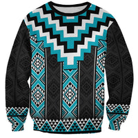 Turquoise Taniko Pattern Aotearoa Sweatshirt Niho Taniwha Mix Poutama LT14