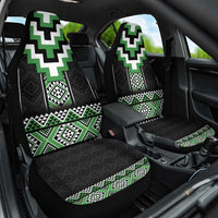 Green Taniko Pattern Aotearoa Car Seat Cover Niho Taniwha Mix Poutama