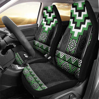 Green Taniko Pattern Aotearoa Car Seat Cover Niho Taniwha Mix Poutama
