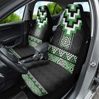 Green Taniko Pattern Aotearoa Car Seat Cover Niho Taniwha Mix Poutama