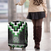 Green Taniko Pattern Aotearoa Luggage Cover Niho Taniwha Mix Poutama