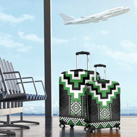 Green Taniko Pattern Aotearoa Luggage Cover Niho Taniwha Mix Poutama