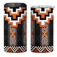 Orange Taniko Pattern Aotearoa 4 in 1 Can Cooler Tumbler Niho Taniwha Mix Poutama LT14 One Size: 16 oz Orange - Polynesian Pride