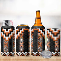 Orange Taniko Pattern Aotearoa 4 in 1 Can Cooler Tumbler Niho Taniwha Mix Poutama LT14 - Polynesian Pride