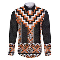 Orange Taniko Pattern Aotearoa Family Matching Tank Maxi Dress and Hawaiian Shirt Niho Taniwha Mix Poutama LT14