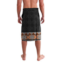 Orange Taniko Pattern Aotearoa Lavalava Niho Taniwha Mix Poutama LT14
