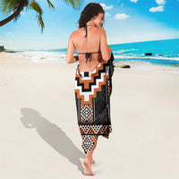 Orange Taniko Pattern Aotearoa Sarong Niho Taniwha Mix Poutama