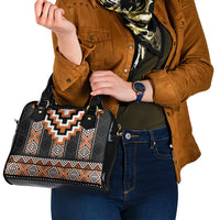 Orange Taniko Pattern Aotearoa Shoulder Handbag Niho Taniwha Mix Poutama