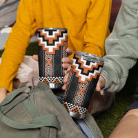 Orange Taniko Pattern Aotearoa Tumbler Cup Niho Taniwha Mix Poutama LT14