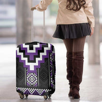 Purple Taniko Pattern Aotearoa Luggage Cover Niho Taniwha Mix Poutama