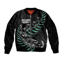 Custom New Zealand Silver Fern Rugby Bomber Jacket Aotearoa Kiwi Maori Pattern LT14 Unisex Black - Polynesian Pride