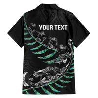 Custom New Zealand Silver Fern Rugby Family Matching Short Sleeve Bodycon Dress and Hawaiian Shirt Aotearoa Kiwi Maori Pattern