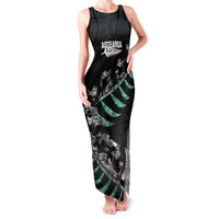 Custom New Zealand Silver Fern Rugby Family Matching Tank Maxi Dress and Hawaiian Shirt Aotearoa Kiwi Maori Pattern LT14 Mom's Dress Black - Polynesian Pride