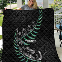 Custom New Zealand Silver Fern Rugby Quilt Aotearoa Kiwi Maori Pattern LT14 Black - Polynesian Pride