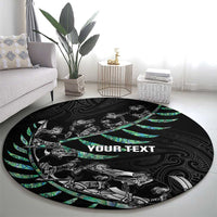 Custom New Zealand Silver Fern Rugby Round Carpet Aotearoa Kiwi Maori Pattern LT14 - Polynesian Pride