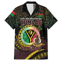 Personalised Vanuatu Family Matching Mermaid Dress and Hawaiian Shirt Yumi 46th Hapi Independens Dei - Black Version LT14 Dad's Shirt - Short Sleeve Black - Polynesian Pride