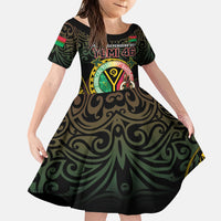 Personalised Vanuatu Family Matching Off The Shoulder Long Sleeve Dress and Hawaiian Shirt Yumi 45th Hapi Independens Dei - Black Version LT14