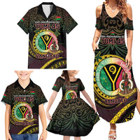 Personalised Vanuatu Family Matching Summer Maxi Dress and Hawaiian Shirt Yumi 45th Hapi Independens Dei - Black Version LT14