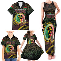 Personalised Vanuatu Family Matching Tank Maxi Dress and Hawaiian Shirt Yumi 45th Hapi Independens Dei - Black Version LT14