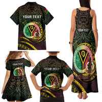 Personalised Vanuatu Family Matching Tank Maxi Dress and Hawaiian Shirt Yumi 45th Hapi Independens Dei - Black Version LT14