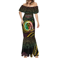 Personalised Vanuatu Mermaid Dress Yumi 46th Hapi Independens Dei - Black Version LT14 - Polynesian Pride