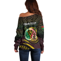 Personalised Vanuatu Off Shoulder Sweater Yumi 46th Hapi Independens Dei - Black Version LT14 - Polynesian Pride