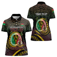 Personalised Vanuatu Women Polo Shirt Yumi 45th Hapi Independens Dei - Black Version LT14