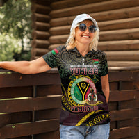 Personalised Vanuatu Women Polo Shirt Yumi 45th Hapi Independens Dei - Black Version LT14