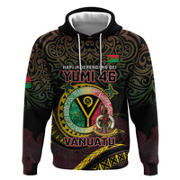 Personalised Vanuatu Zip Hoodie Yumi 46th Hapi Independens Dei - Black Version LT14 Pullover Hoodie Black - Polynesian Pride