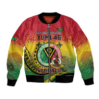 Personalised Vanuatu Bomber Jacket Yumi 46th Hapi Independens Dei - Reggae Version LT14 Unisex Reggae - Polynesian Pride