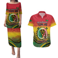 Personalised Vanuatu Couples Matching Puletasi and Hawaiian Shirt Yumi 46th Hapi Independens Dei - Reggae Version LT14 Reggae - Polynesian Pride