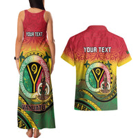 Personalised Vanuatu Couples Matching Tank Maxi Dress and Hawaiian Shirt Yumi 45th Hapi Independens Dei - Reggae Version LT14