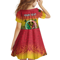 Personalised Vanuatu Family Matching Off The Shoulder Long Sleeve Dress and Hawaiian Shirt Yumi 45th Hapi Independens Dei - Reggae Version LT14